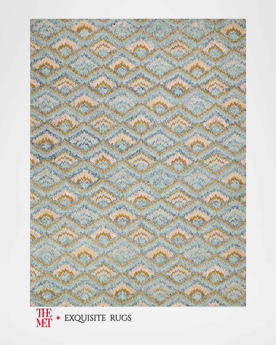 Bargello Hand-Tufted Light Blue Multi Rug, 9' x 12'